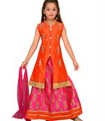 Dark-Pink Embroidered Art Silk Stitched Lehenga