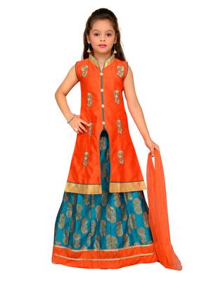 Dark-Green Embroidered Art Silk Stitched Lehenga 1