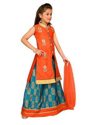 Dark-Green Embroidered Art Silk Stitched Lehenga 4