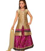 Dark-Pink Embroidered Art Silk Stitched Lehenga