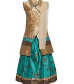 Turquoise Embroidered Art Silk Stitched Lehenga