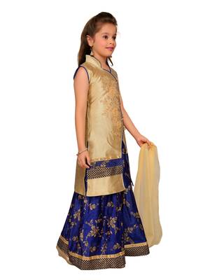 Blue Embroidered Art Silk Stitched Lehenga 2