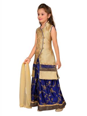 Blue Embroidered Art Silk Stitched Lehenga 4
