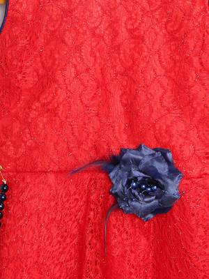 Red Plain Net Kids-Girl-Gowns 3