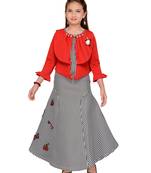 Red Printed Nylon Kids-Girl-Gowns