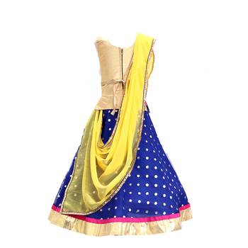 Blue embroidered net stitched lehenga 2
