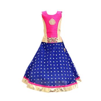 Blue embroidered net stitched lehenga 3