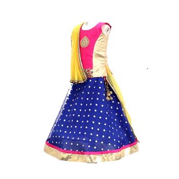 Blue embroidered net stitched lehenga 4