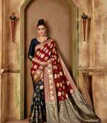 Black woven banarasi saree with blouse