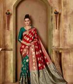 Green woven banarasi saree with blouse