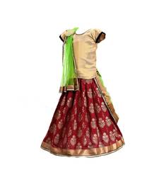 Red printed cotton stitched lehenga
