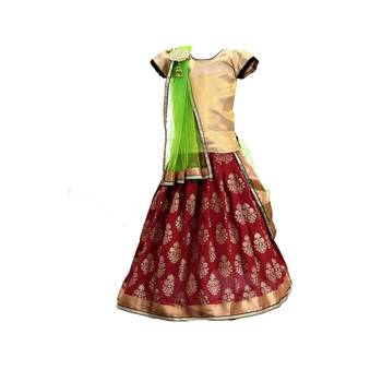 Red printed cotton stitched lehenga 3