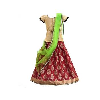 Red printed cotton stitched lehenga 5