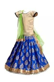Blue printed cotton stitched lehenga