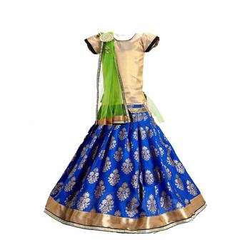Blue printed cotton stitched lehenga 5