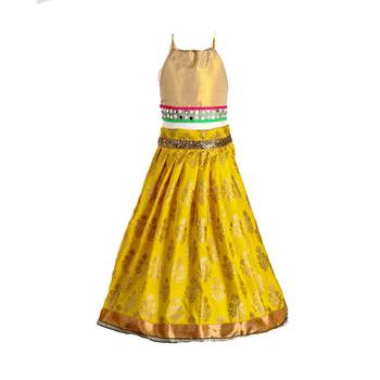 Yellow printed cotton stitched lehenga 2
