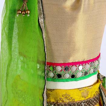 Yellow printed cotton stitched lehenga 3