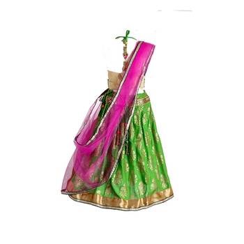 Green printed cotton stitched lehenga 2