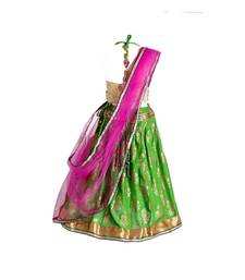 Green printed cotton stitched lehenga