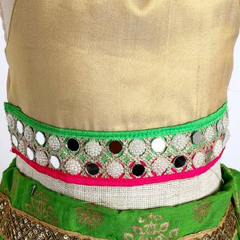 Green printed cotton stitched lehenga 5