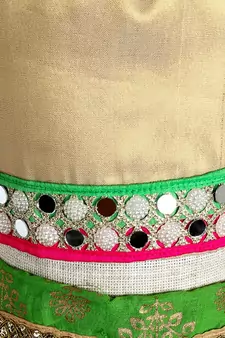 Green printed cotton stitched lehenga