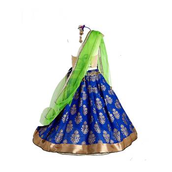 Blue printed cotton stitched lehenga 3
