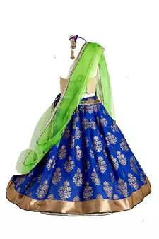 Blue printed cotton stitched lehenga