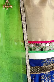 Blue printed cotton stitched lehenga