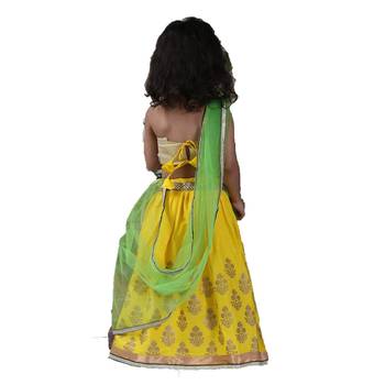 Yellow printed cotton stitched lehenga 2