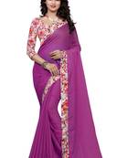 Rani Pink Plain Nazneen Saree With Blouse