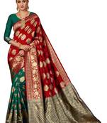 Red Woven Banarasi Saree With Blouse