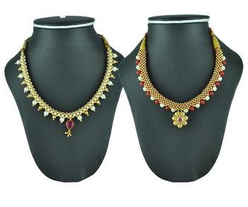 Crystal Yellow Gold Alloy Combo Pack Of 2 Necklace 1