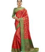 Orange woven patola saree with blouse