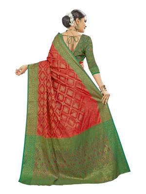 Orange woven patola saree with blouse 4