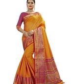 Mustard woven banarasi saree with blouse
