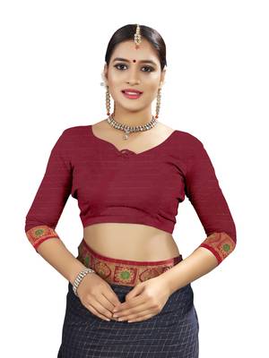 Navy blue woven banarasi saree with blouse 3