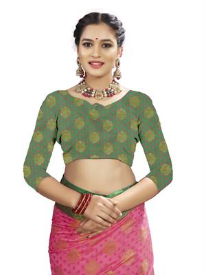 Pink woven patola saree with blouse 3