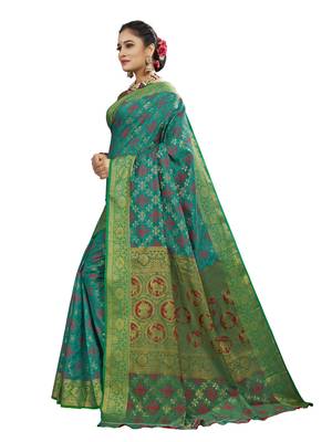 Green woven patola saree with blouse 2