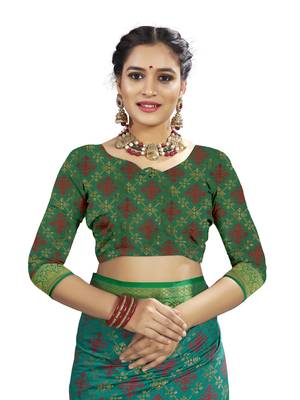 Green woven patola saree with blouse 3