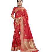 Red woven patola saree with blouse