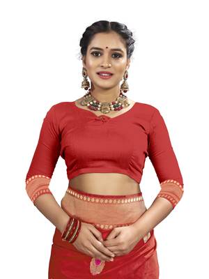 Red woven patola saree with blouse 3