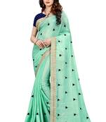 Sky blue embroidered georgette saree with blouse
