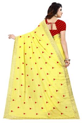 Yellow embroidered georgette saree with blouse 3