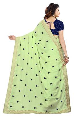 Green embroidered georgette saree with blouse 2