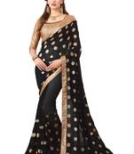 Black embroidered georgette saree with blouse