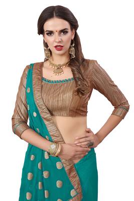 Blue embroidered georgette saree with blouse 2