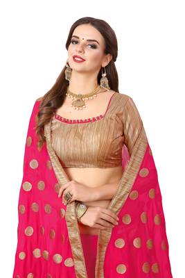 Pink embroidered georgette saree with blouse 2