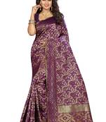 Wine silk blend saree with blouse