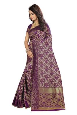 Wine silk blend saree with blouse 2