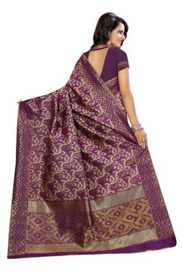 Wine silk blend saree with blouse 3